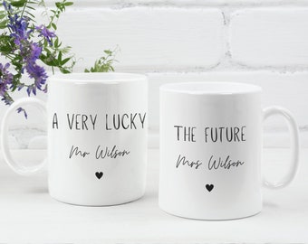Engagement Mugs - Personalised Gifts For Newly Engaged Couple - Bride To Be Present - The Future Mrs