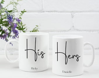 His And Hers Personalised Mug Set - Mr And Mrs Mugs - Gifts For Couples Gift - Wedding Anniversary Engagement Mug Set - Couples Mug Set