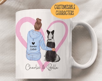 Personalised Border Collie Mug - Border Collie Gifts For Women - Border Collie Mum - Dog And Owner Mug - Girl And Dog Gift - Dog Mum Gifts