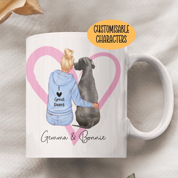 Personalised Great Dane Mug - Great Dane Gifts For Women - Great Dane Mum Gift - Dog Mum Mug - Girl And Dog - Dog And Owner Great Dane Owner