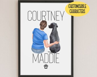 Personalised Great Dane Print - Great Dane Gifts For Women - Great Dane Poster - Great Dane Mum Gift - Great Dane Wall Art - Dog Mum Print