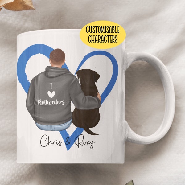 Personalised Rottweiler Mug - Rottweiler Gifts For Men - Rottweiler Dad Mug - Dog Dad Gift - Man And Dog Mug - Dog Owner Gifts