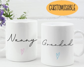 Personalised Nanny and Grandad Mug Set - New Grandparents Gift
