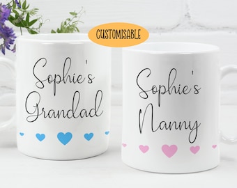 Personalised Nanny and Grandad Mug Set - Grandparents Gift
