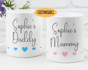 Mummy & Daddy Mugs - Mum And Dad Mug Set - Personalised Parents Gifts - Mother's Day Cup