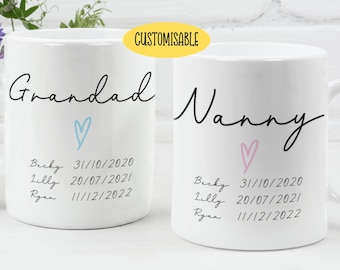 Personalized Grandparent Mug Set: New Grandparents Gift