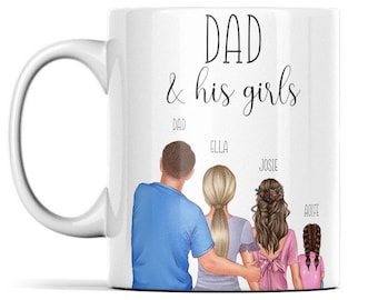 Personalised Dad And Daughters Mug: Father of Girls Gift