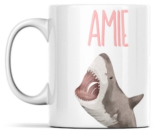 Personalised Shark Mug - Shark Gifts For Women - Shark Gift For Men - Custom Name Shark Mugs - Unique Shark Gift Idea - Shark Lover Gift