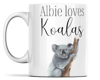Personalised Koala Coffee Mug: Koala Lover Gift
