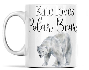 Personalised Polar Bear Mug - Polar Bear Gifts For Women - Polar Bear Lover Gift Idea - Cute Polar Bear Mug For Her - Unique Animal Mugs