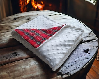 Scottish Tartan Cuddle Blanket | Royal Stewart Red Traditional Plaid design | Gorgeous Baby Blanket for Prams and Cots etc