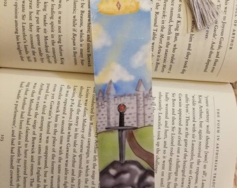 King Arthur fantasy bookmark, literature, bookish gifts, fantasy books, Arthurian tales, the sword in the stone, Avalon, medieval books