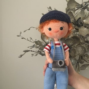 Crochet Boy Doll: Handmade Amigurumi Doll with Camera
