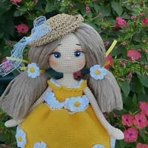Crochet Princess Doll: Handmade Cotton Amigurumi Daisy Flower Girl