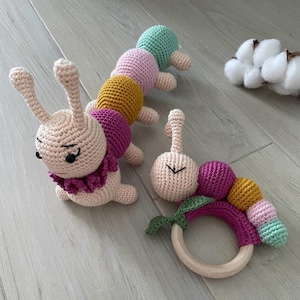 Crochet Doll for Sale, Baby Gift Box, Amigurumi Caterpillar and Rattle,  Amigurumi Caterpillar For Sale, Crochet Doll For Sale