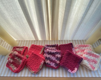 Crocheted Cotton Washcloths - The 'Love is in the Air' Collection