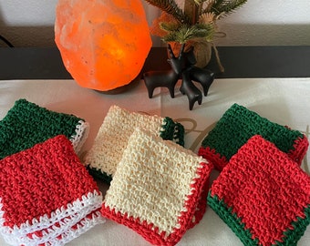 Crocheted Cotton Washcloths - The Holiday Collection