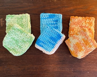 Crocheted Cotton Washcloths - The Brights