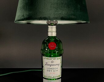 Flaschenlampe, Ginlampe, Tischlampe, Lampenflasche, Geschenk, Upcycling, Glasflaschenlampe