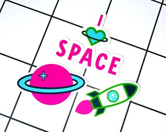 Space Stickers | Die Cut, Vinyl Sticker (Space, Space Gift, Space Sticker, Space Art, Saturn, Rocket, I Love Space, Waterproof Sticker)