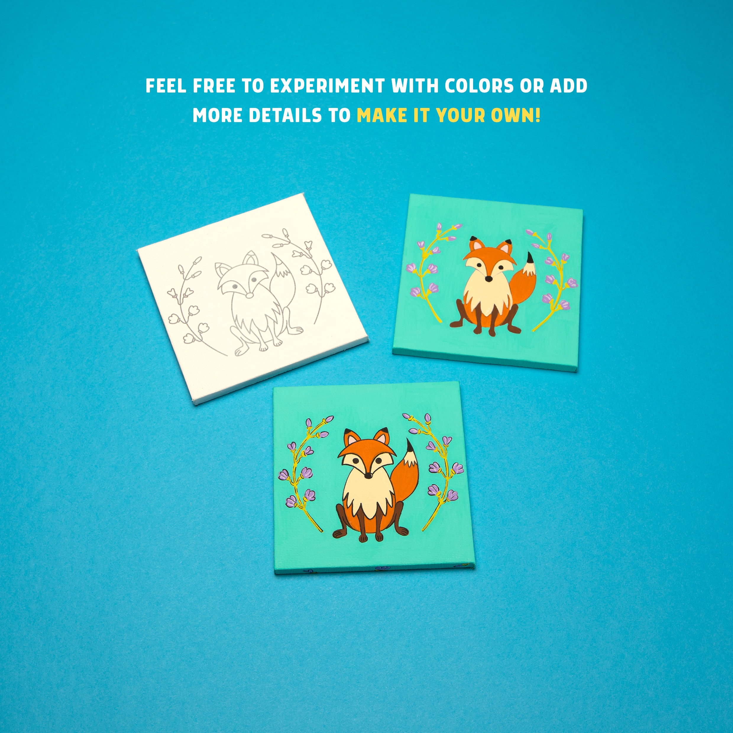 DIY Mini Canvas Painting Kit Woodland Collection Fox DIY Kits, DIY