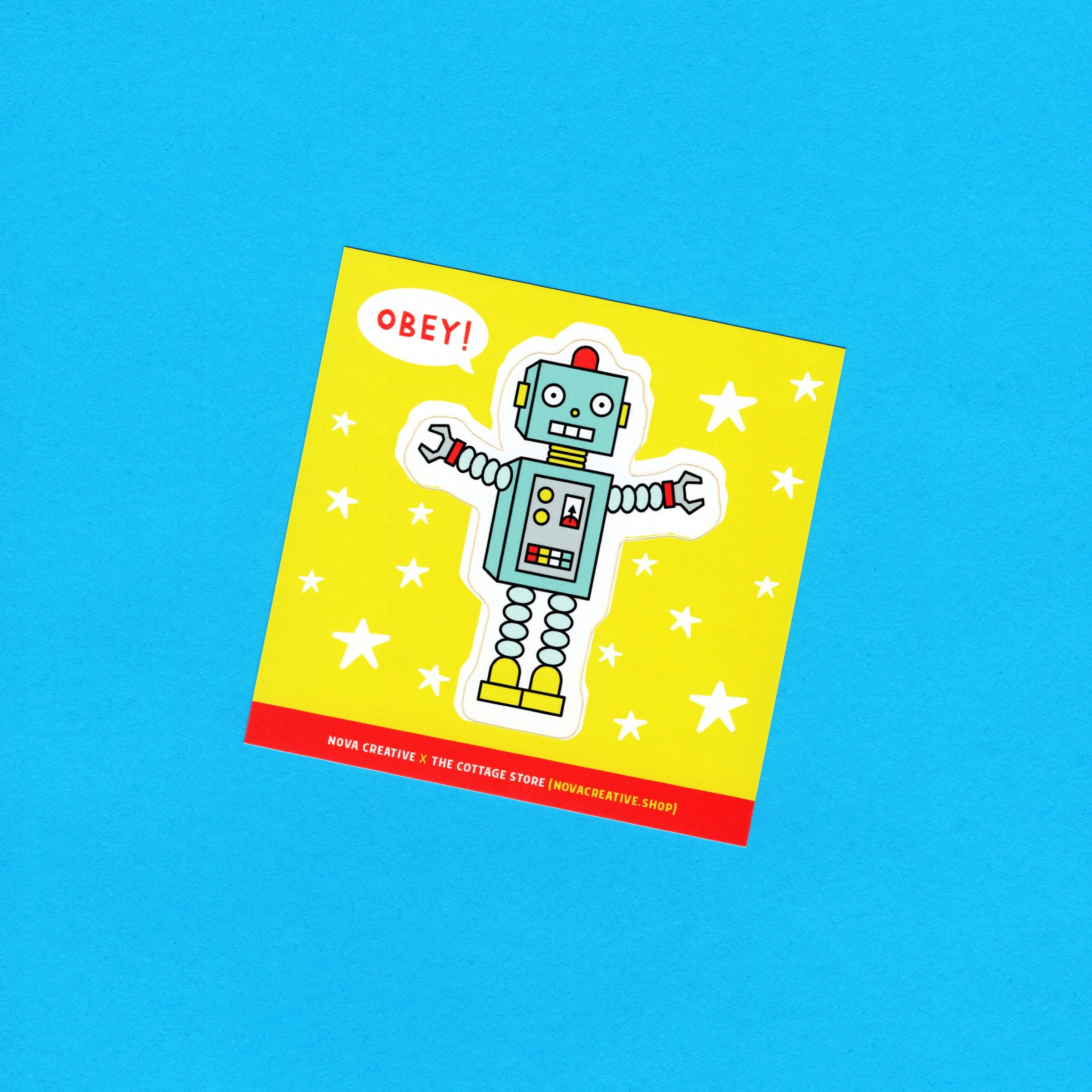 Robots | Autocollant (robot, cadeau de robot, autocollant de robot, art de robot)