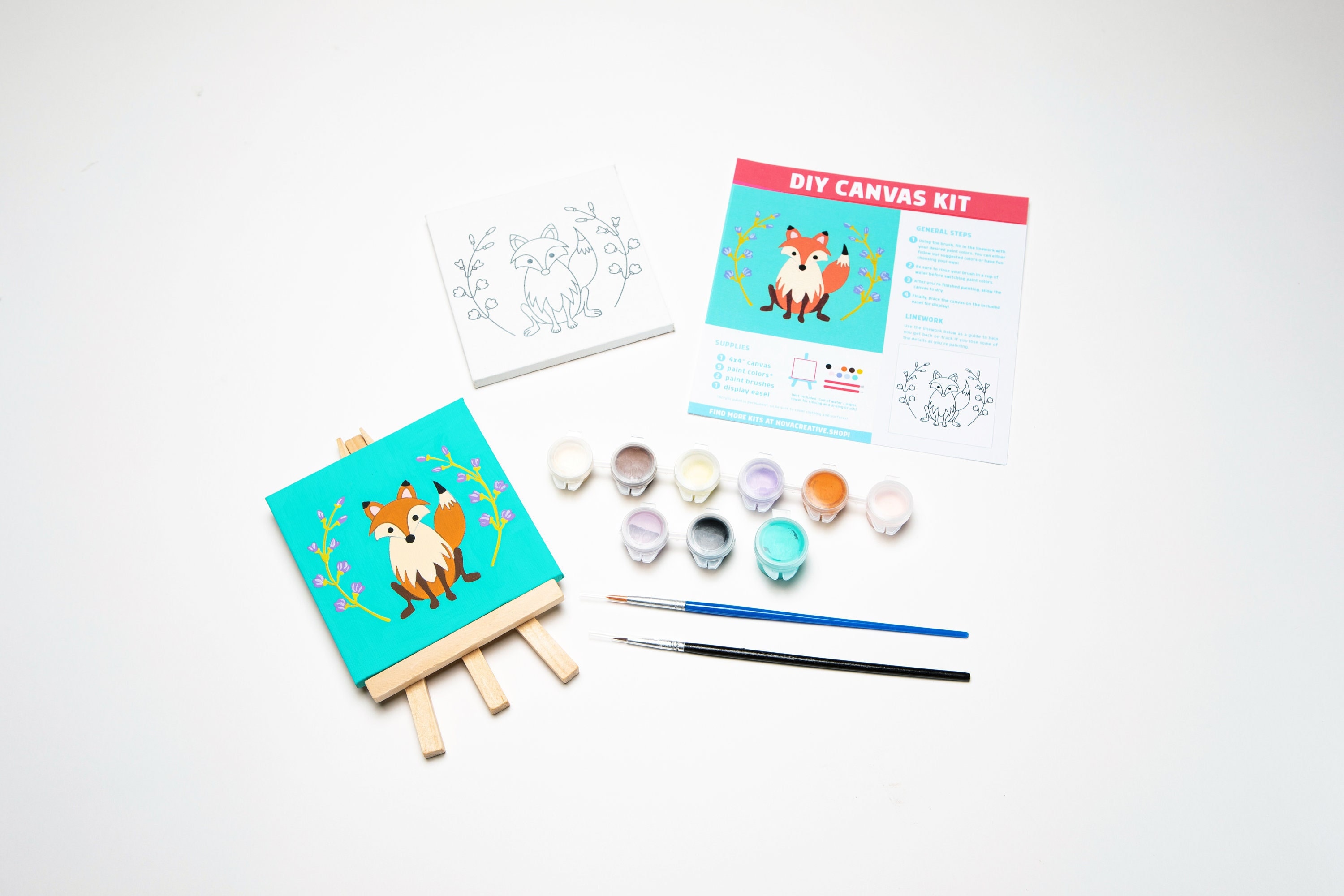 DIY Mini Canvas Painting Kit Woodland Collection Fox DIY Kits, DIY