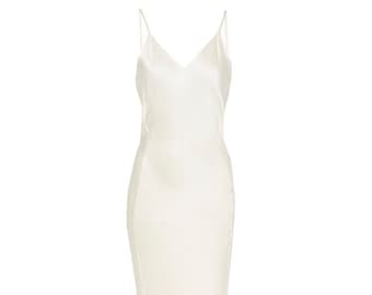Custom silk dress, ivory wedding dress, white slip silk dress, Custom BRIDESMAID DRESS