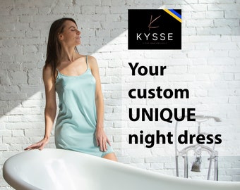 Custom night dress, Nightgown, Gift for Her, Night gown for bride, Silk night dress