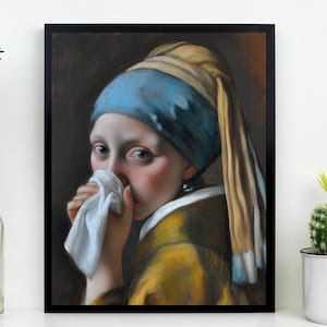 Funny Bathroom Toilet Art Wall Decor Lady Painting Vintage Midcentury Style Poster Print Toilet Humor