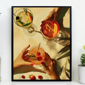 Bar Cart Print, Vintage Drinks, Cocktail Art Print, Bar Cart Wall Art