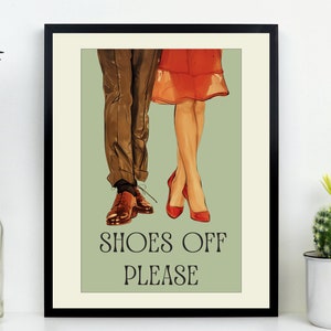 Shoes Off Sign Hallway Entryway Wall Art Retro Print No Shoes Printable No Shoes Please Downloadable Print Entrance Sign Retro Poster Funny