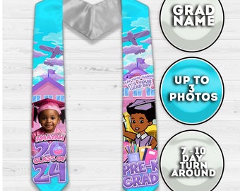 Custom Pre-K Graduation Stole with Photo | Kindergarten Graduation Stole Class of 2026 | Personalized Kids Graduation Stole