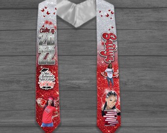 Custom Hair Sylist Graduation Stole and Matching T-Shirt 3D Graduation T-Shirts, Class of 2024, Congratulations