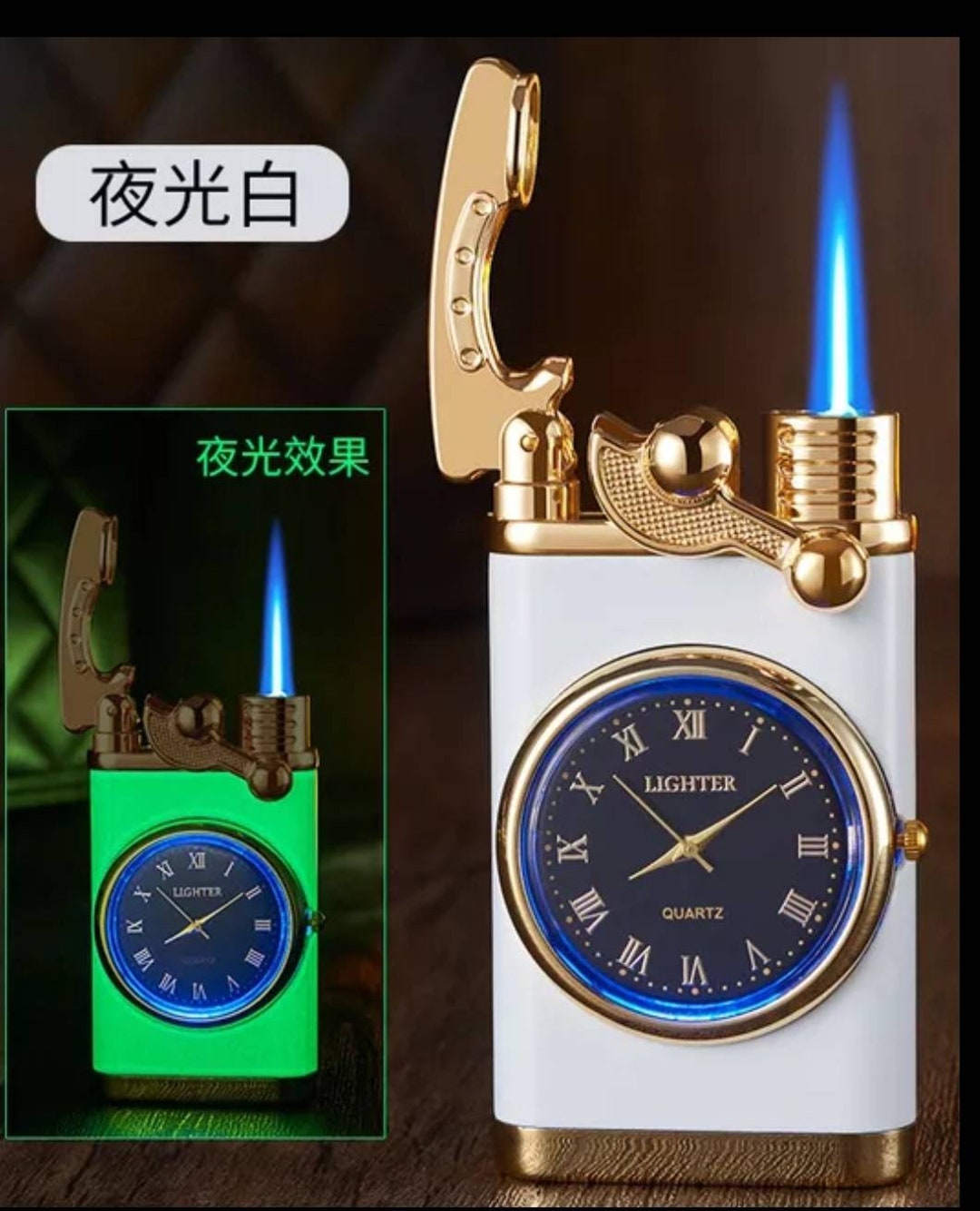 Rocker Arm Quartz Watch Luminous Lighter Butane Jet Torch Lighters