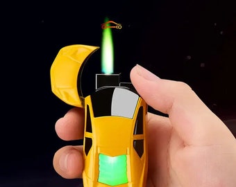car key chain  gas  lighter reusable refillable metal jet green flame windproof lighter