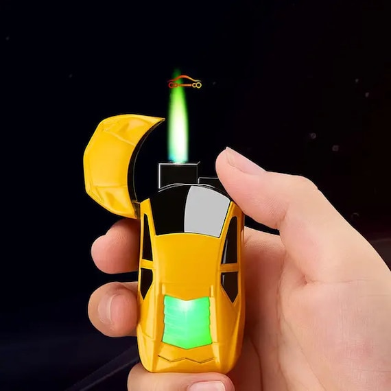 Car Key Chain Gas Lighter Reusable Refillable Metal Jet Green Flame  Windproof Lighter
