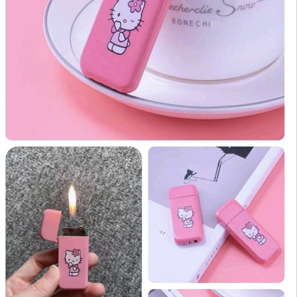 Mini soft flame hello kitty cigarette lighter refillable and reusable for kitty lovers ladies and girl's