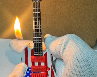 Guitar lighter usa flag design metal cigarettes lighter