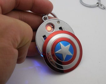Disney movie iron man helmet usb keyring lighter or captain America usb shield cigarette lighter