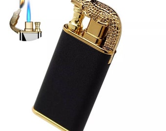 New creative crocodile double fire jet flame cigarette lighter refillable and reusable