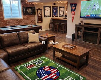 Alfombra de fútbol de lana tejida a mano – USA 2026 Sports Accent