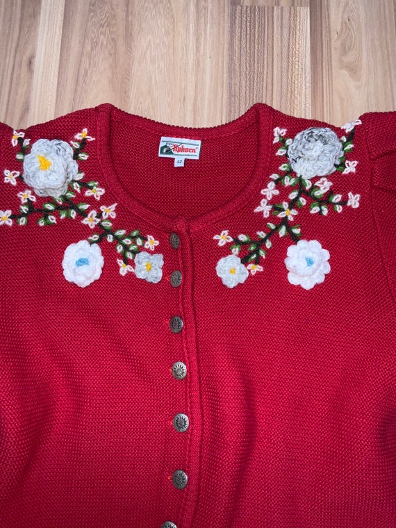 S M L Austrian cardigan wool embroidered knitted … - image 7