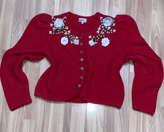 S M L Austrian cardigan wool embroidered knitted … - image 2