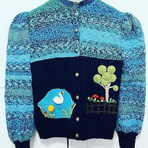 S/M sizeAustrian cardigan wool embroidered knitted folk jacket Austria Bavaria Tyrol Trachten embroidery Octoberfest fashion hand embroidery