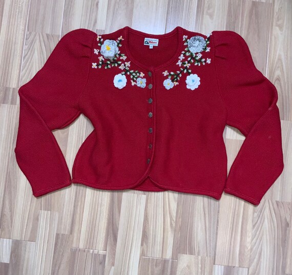 S M L Austrian cardigan wool embroidered knitted … - image 5