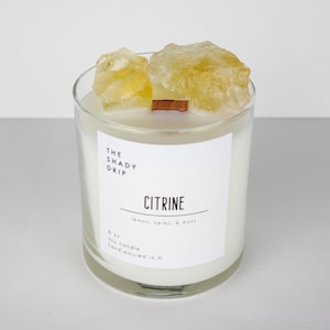 Citrine Crystal Candle | Crystal Candle | Intention Candle | Soy Candle | Candles | Candles In Jars | Candle Favors | Citrine Candle