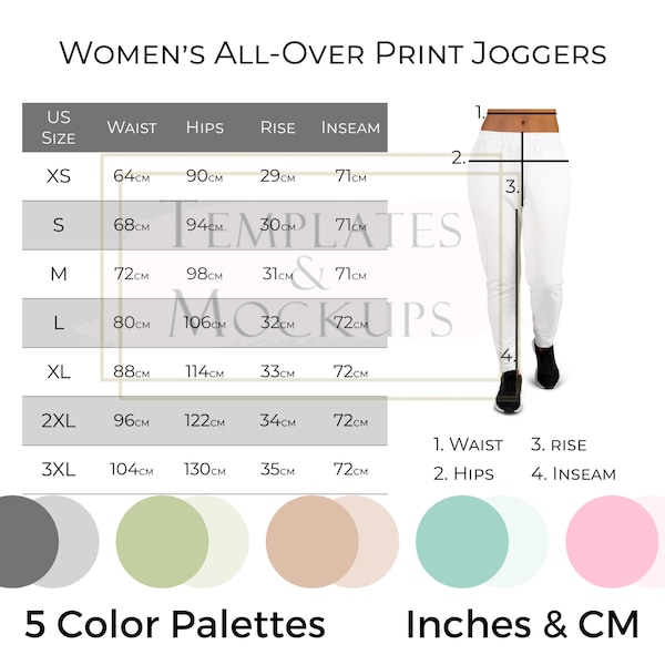 Joggers Size Chart Etsy