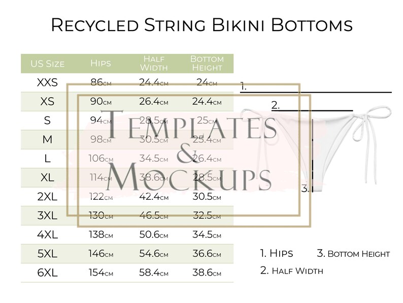 Instant Download Women's Recycled String Bikini Bottom Swimsuit Size ...