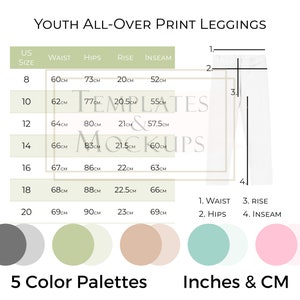 Bella Canvas 0813 Size Chart, Leggings Sizing Guide for Womens High Waist  Tights, JPG Design Template, Mockup Gallery Photo